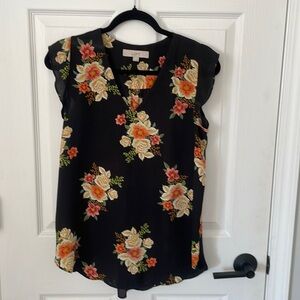 Loft flutter sleeve floral top